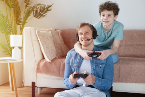 楽しそうな親子